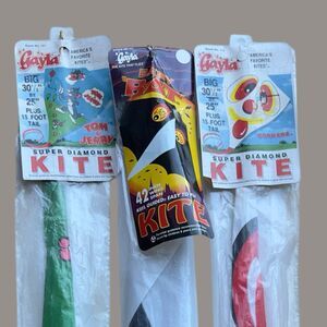 Vintage 1980s Gayla Super Diamond Kite Lot Baby Bat Bonkers Tom And Jerry Rare